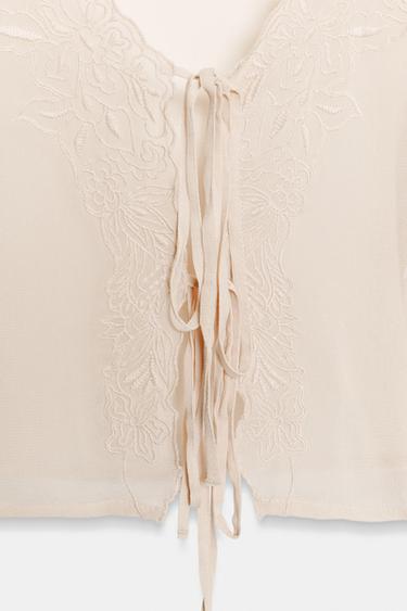 TOP BRODERIES ET LIENS - Rose pâle de Zara - Image 7