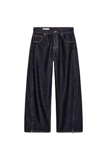 Zara TRF SIDE ZIP JEANS - Dark indigo