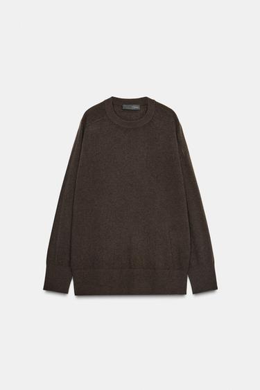 100% WOOL OVERSIZE SWEATER - Brown by Zara - Image 4