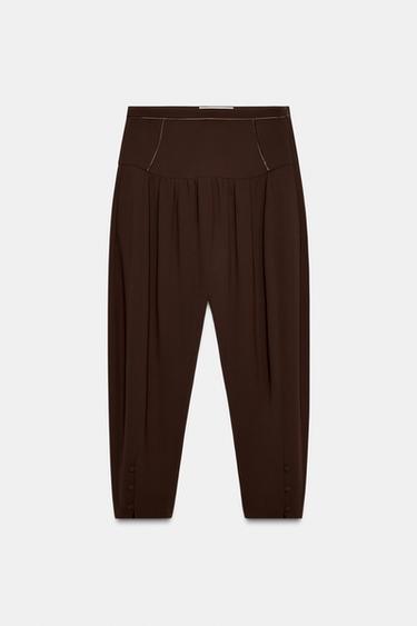 Zara LIMITED EDITION BAGGY PANTS - Dark brown