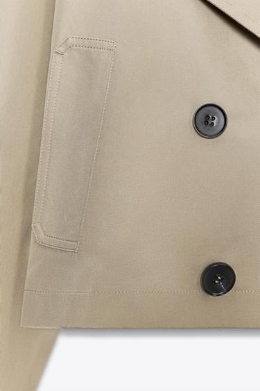 DOUBLE-BREASTED SHORT TRENCH COAT - camel by Zara - Image 4