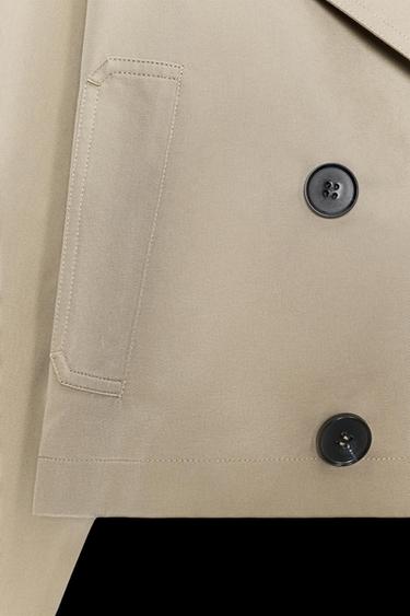 Zara DOUBLE BREASTED SHORT TRENCH COAT - taupe brown