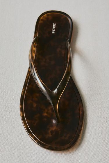 FLAT JELLY SANDALS - Brown by Zara