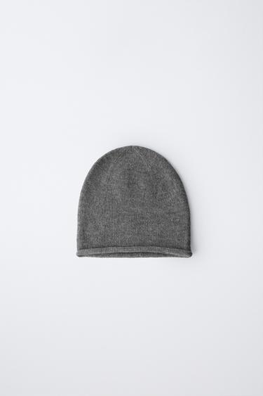 WOOL BLEND KNIT BEANIE - Grey by Zara