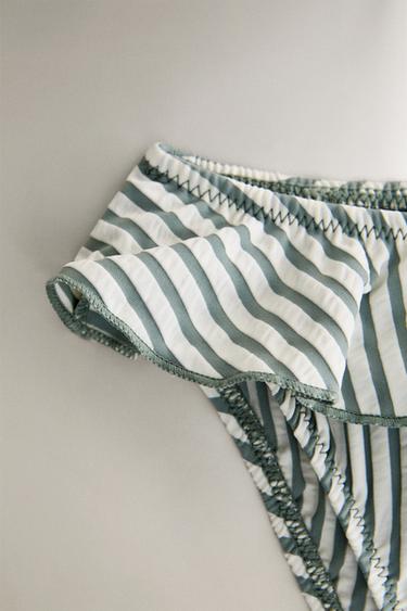 CHILDREN’S STRIPED BEACH BIKINI BOTTOMS - Ecru / Green by Zara - Image 2