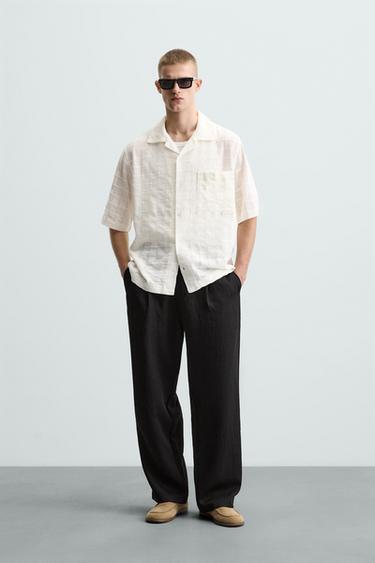 CAMISA ECOM TEXTURA E PERFURADOS - Branco-marfim da Zara - Imagem 0