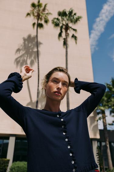 GILET EN MAILLE À VOLANTS - Bleu marine de Zara - Image 1