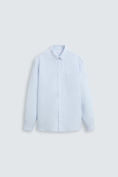 COTTON - LINEN SHIRT - Sky blue by Zara