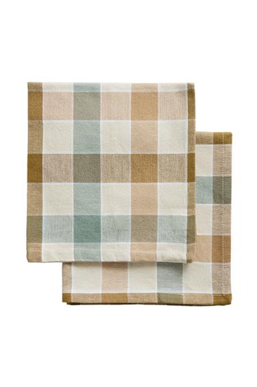 PACK OF DYED THREAD CHECK NAPKINS (PACK OF 2) - Bluish by Zara