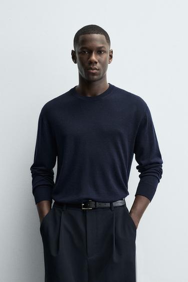 100% WOOL SWEATER - Navy blue by Zara