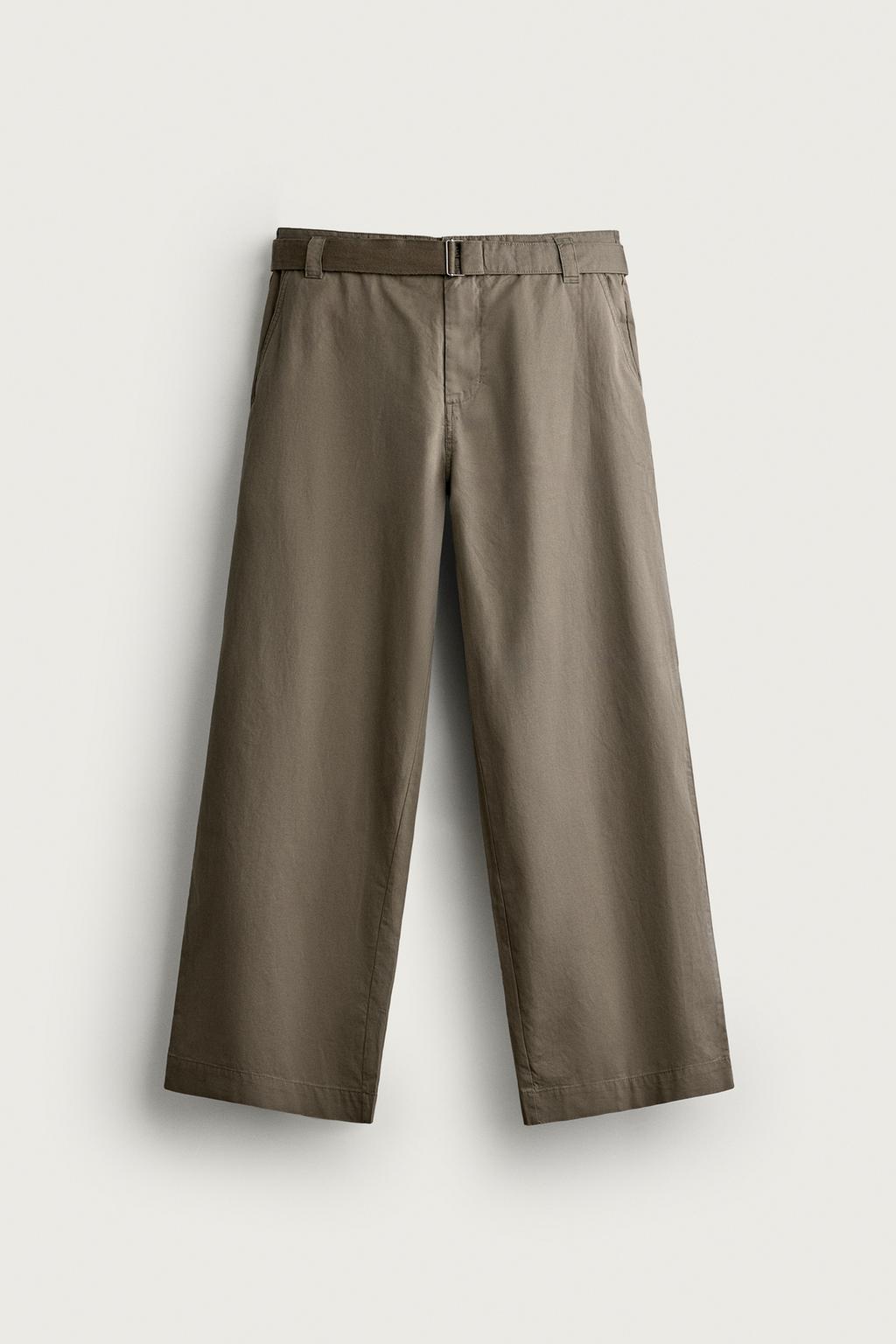 RELAXED FIT BELTED TROUSERS