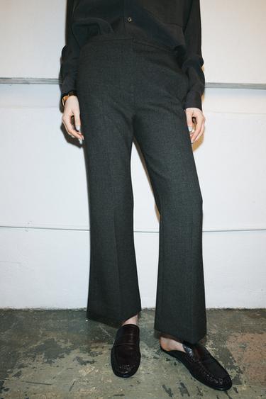 ZW COLLECTION CROPPED FLARE TROUSERS - Dark grey by Zara