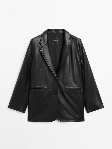 Zara Soft nappa leather blazer - Black