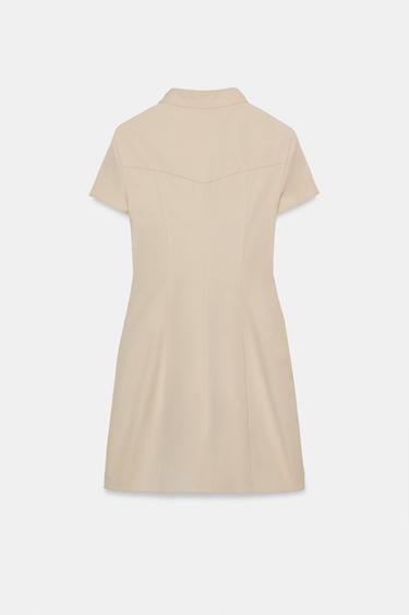 ROBE COURTE ÉLASTIQUE - Beige de Zara - Image 4