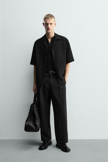 STRIPED TEXTURED SHIRT - Black by Zara