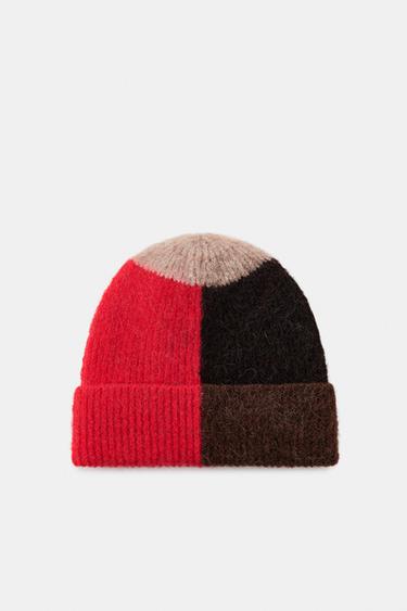 BONNET BEANIE EN MAILLE IMPRIMÉ - Rouge de Zara - Image 4
