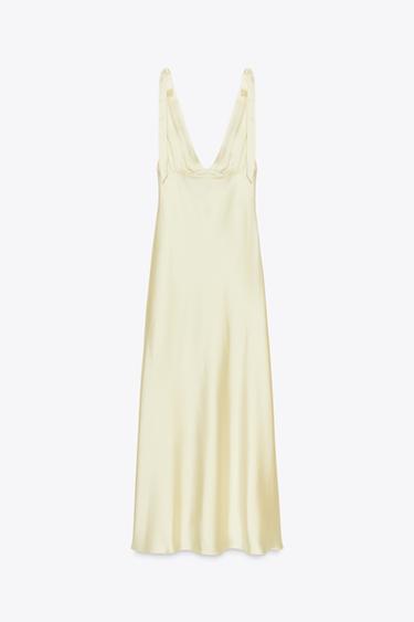 SATIN MIDI DRESS WITH BOWS - Light yellow by Zara - Image 5