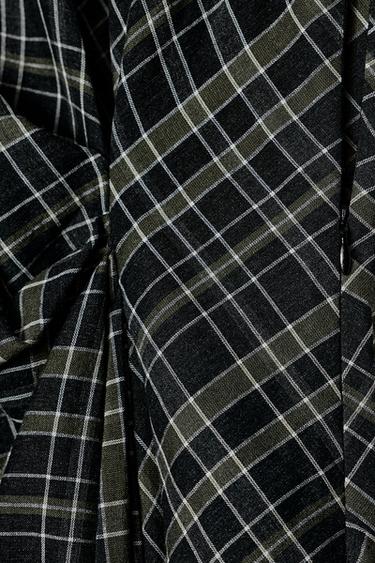 ROBE DRAPÉE À CARREAUX - vert kaki de Zara - Image 8