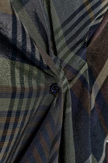 TOP DRAPÉ À CARREAUX ZW COLLECTION - Bleu de Zara - Image 6