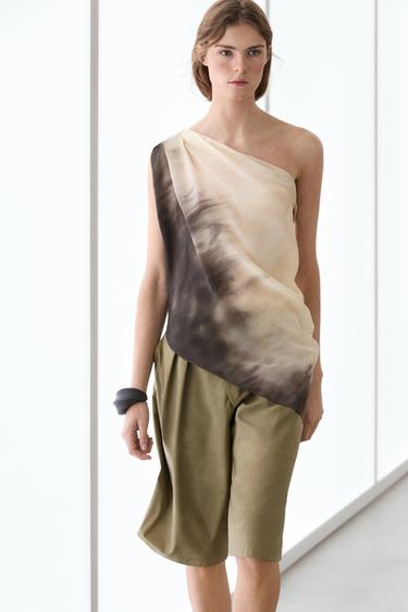 Zara Asymmetric draped top - Blue / Gray