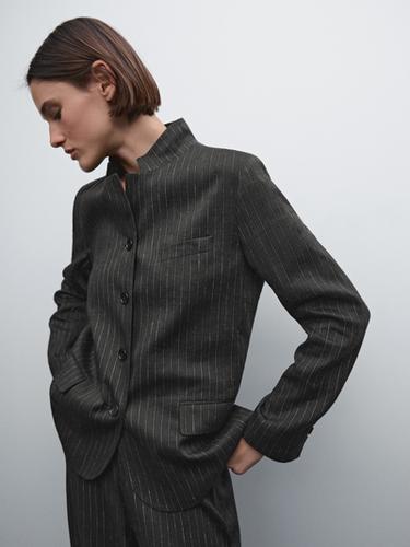 Americana raya diplomática con lino - salmon/oscuro de Zara