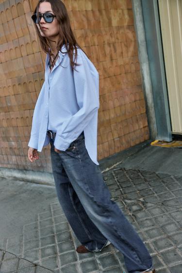 CHEMISE OXFORD À CARREAUX - Bleu / Blanc de Zara