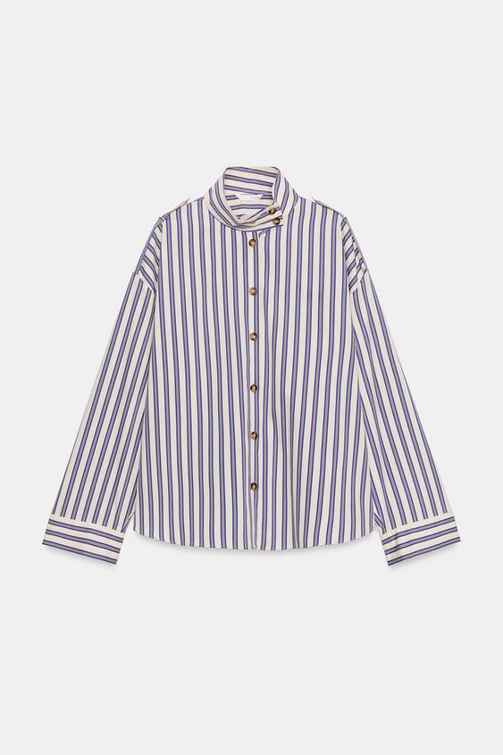 CAMISA LISTRADA - Cru / Azul da Zara - Imagem 0