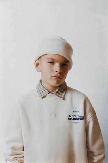 SLOGAN AND LABEL SWEATSHIRT - Ecru by Zara