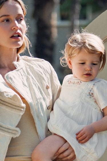 SWISS EMBROIDERED DRESS AND BRIEFS - Pastel blue by Zara