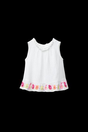 Zara EMBROIDERED FLORAL SHIRT - Oyster-white - Image 0