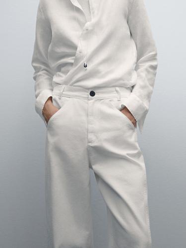 Zara Denim trousers with seam details - White