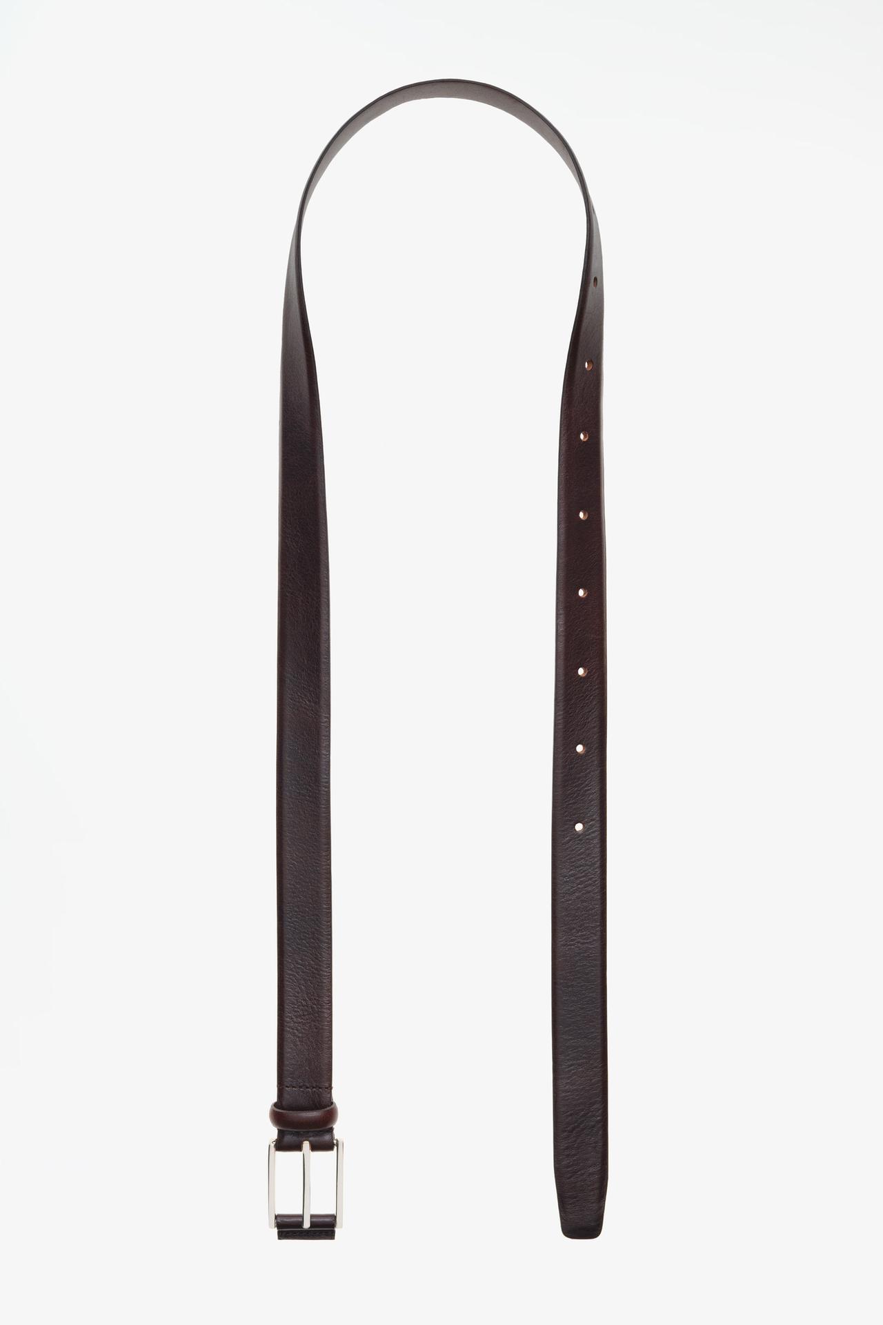 LIMITED EDITION 100% LEATHER BELT WITH RECTANGULAR BUCKLE — Brown
