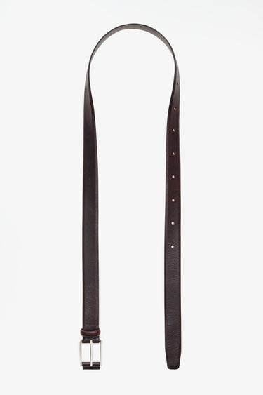 LIMITED EDITION 100% LEATHER BELT WITH RECTANGULAR BUCKLE — Brown 1