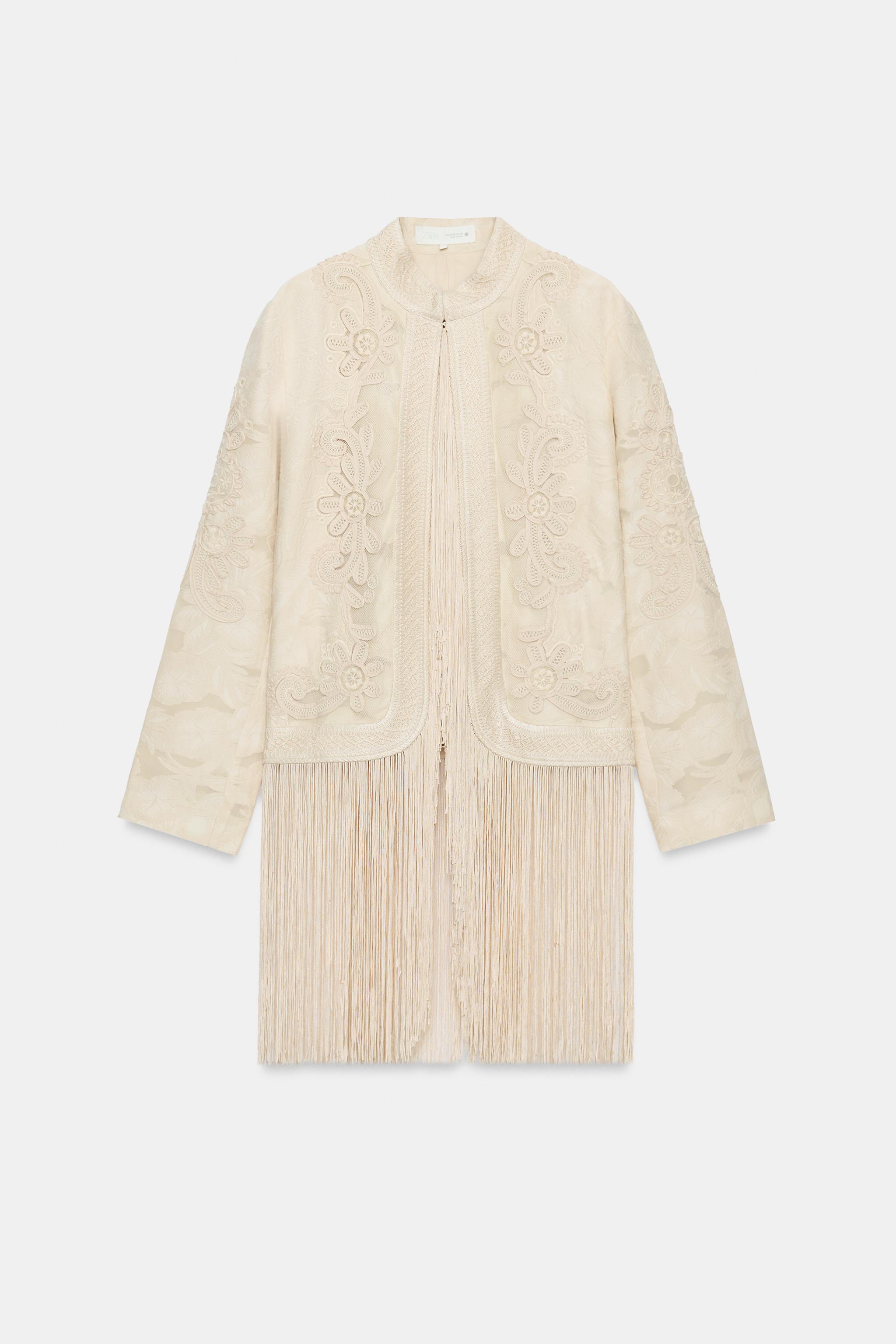 ZW COLLECTION FRINGED JACKET - Ecru / Beige | ZARA United States