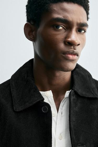 SPLIT SUEDE LEATHER JACKET - Black by Zara