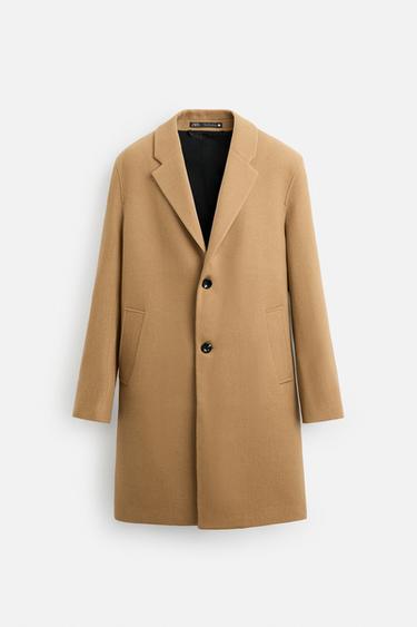 Zara 100% WOOL COAT - taupe brown