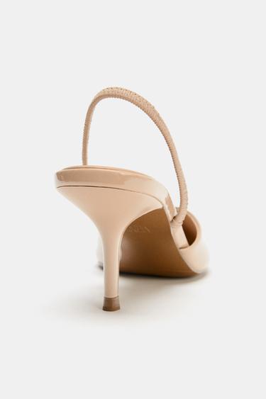 CHAUSSURES OUVERTES À L'ARRIÈRE À EFFET VERNI - Beige de Zara - Image 4