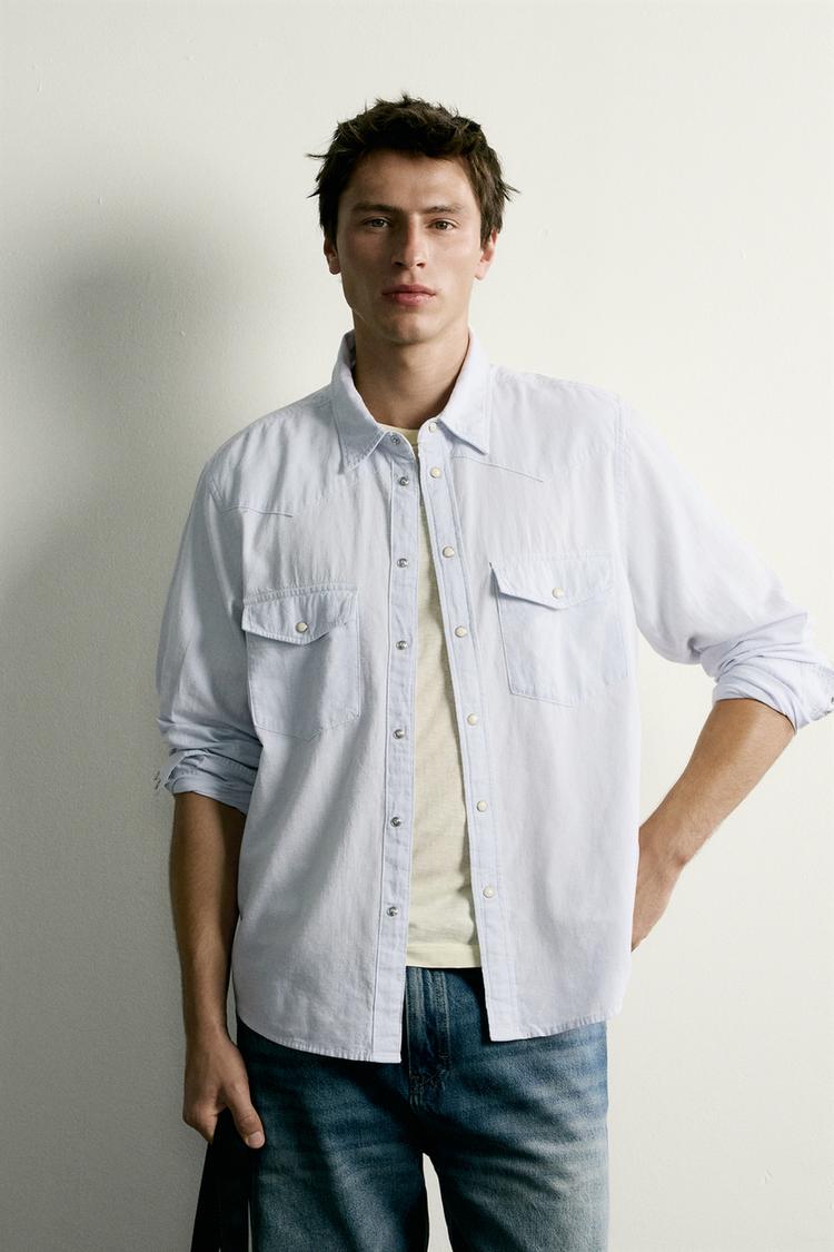 COTTON/LINEN WESTERN REGULAR FIT SHIRT