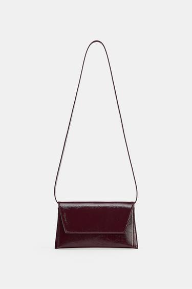BOLSO DE HOMBRO EFECTO ACHAROLADO - Rojo Burdeos de Zara