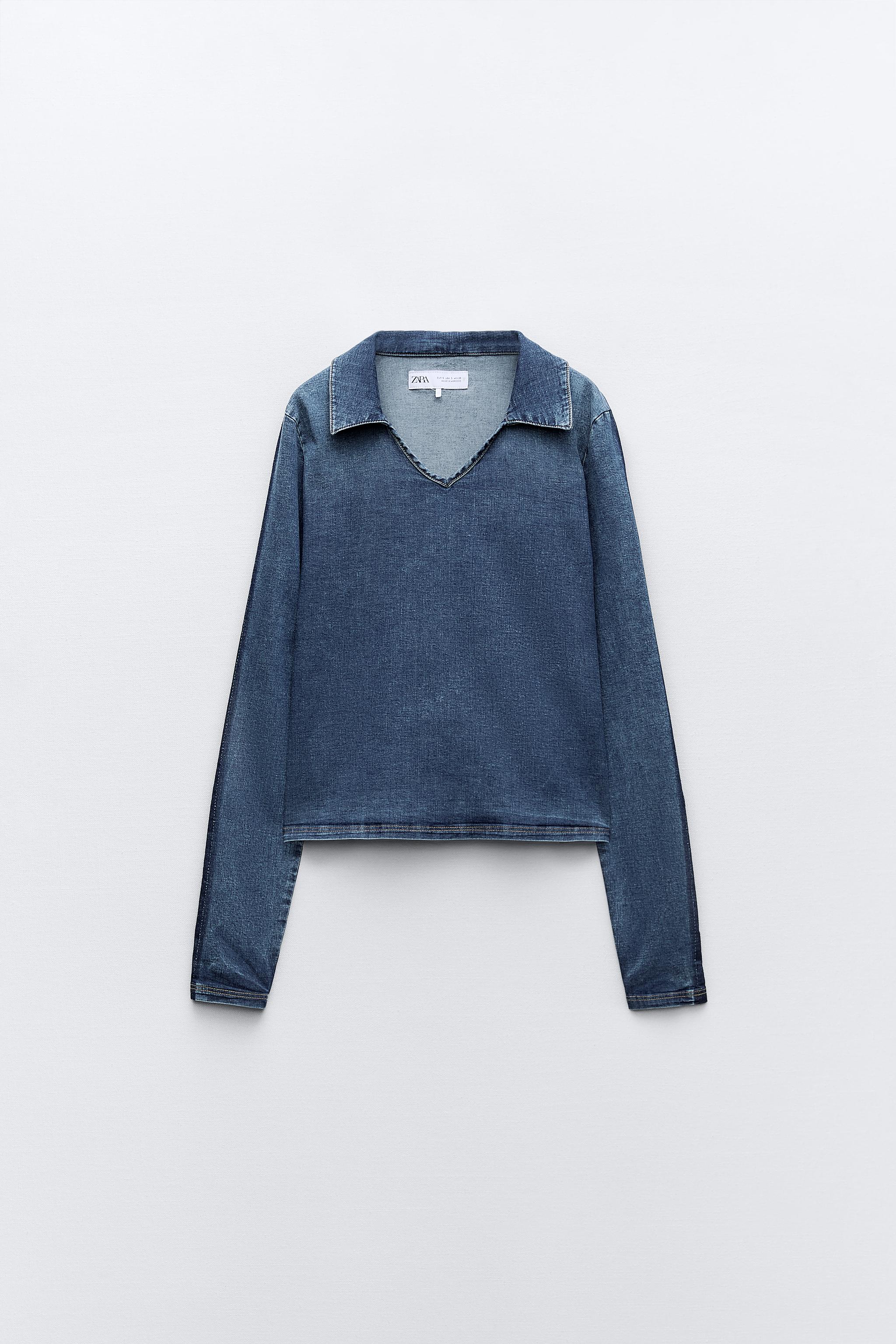 TRF DENIM POLO SHIRT - Blue