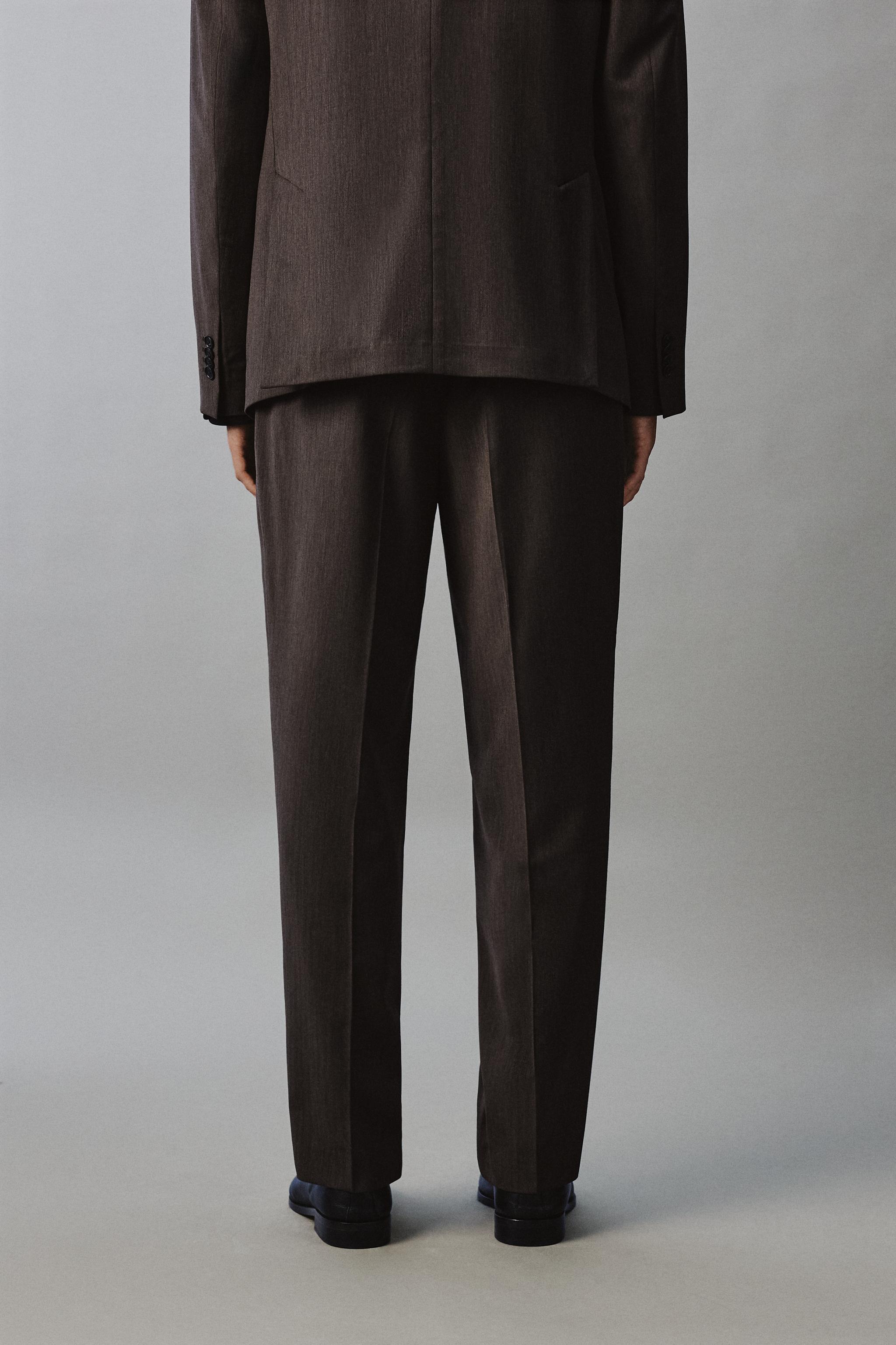 REGULAR FIT HERRINGBONE SUIT PANTS