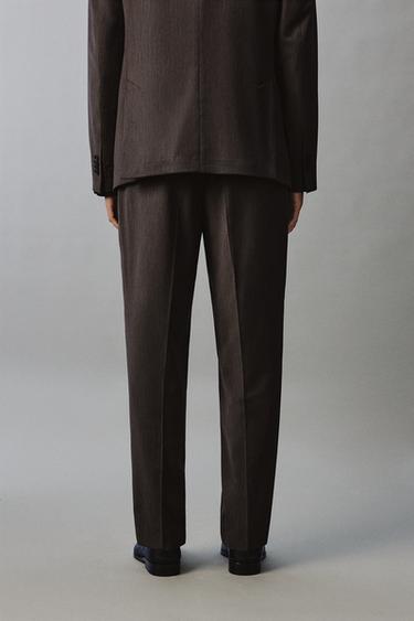 REGULAR FIT HERRINGBONE SUIT TROUSERS - Brown by Zara - Image 2