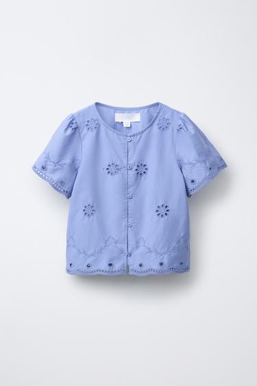 Zara EMBROIDERED BLOUSE - Cornflower blue