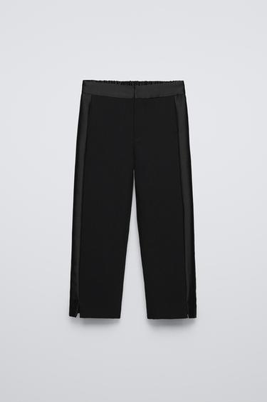БРЮКИ С АТЛАСНЫМИ ЛАМПАСАМИ — ЧЕРНЫЙ от Zara — изображение 0