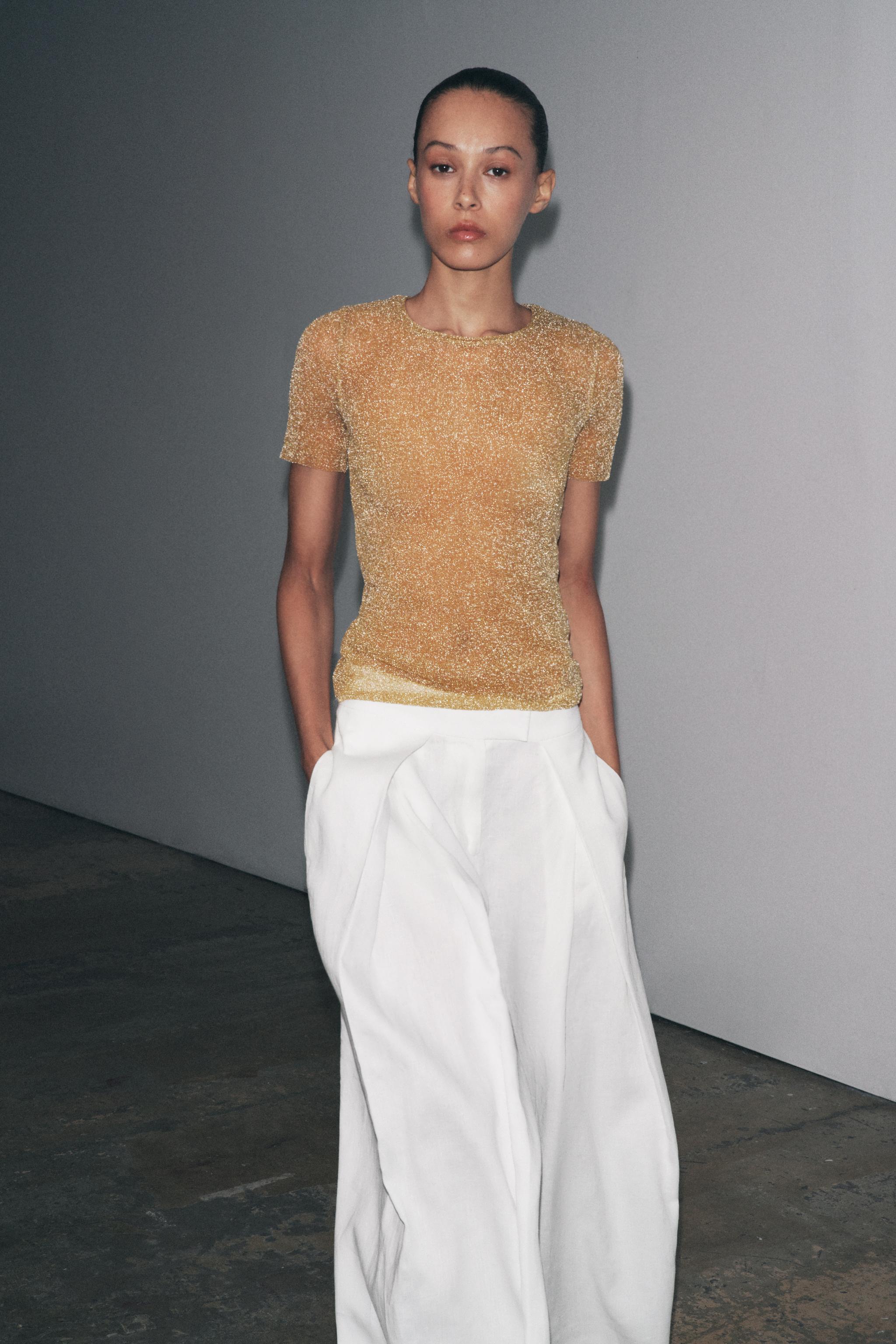 zara ライト ZARA MULTICOLOURED SEQUIN STRIPED CROP TOP SIZE S REF. 7901