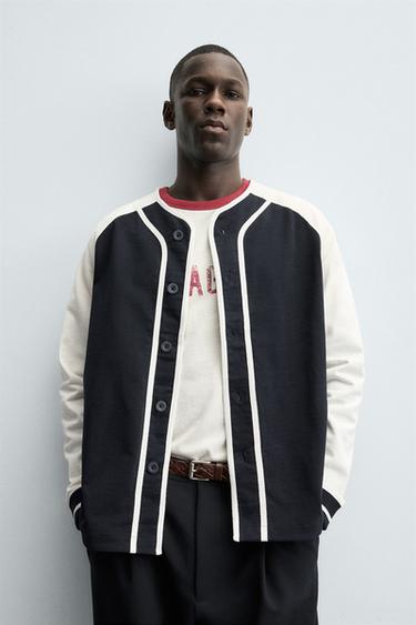 COLOUR BLOCK JACKET - Ecru / Navy by Zara - Image 5