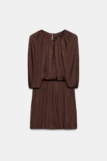 MINIVESTIDO ACETINADO - Bordô da Zara