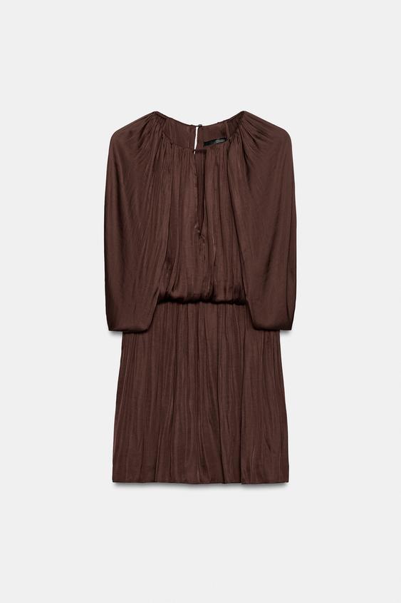 VESTIDO MINI SATINADO - Burdeos de Zara - Imagen 0