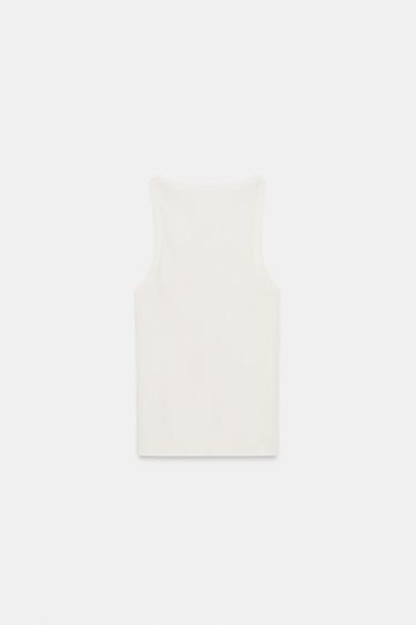 TOP EN MAILLE FINE SANS MANCHES - Blanc de Zara - Image 6