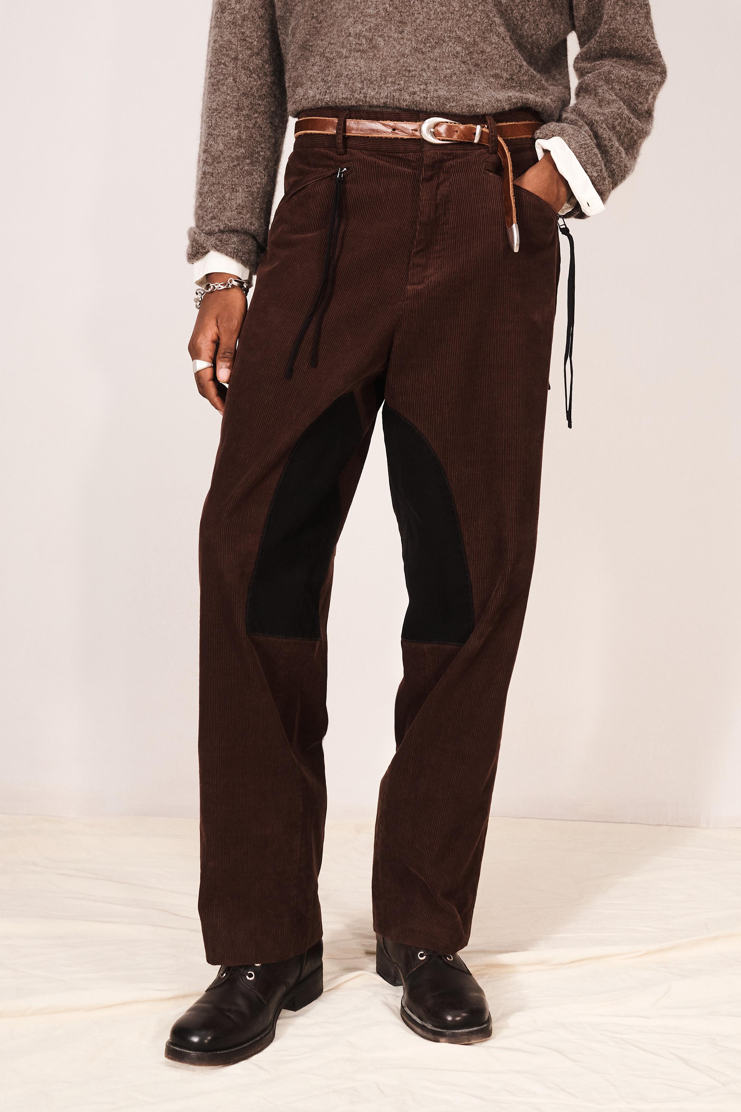 CONTRAST CORDUROY RELAXED FIT PANTS